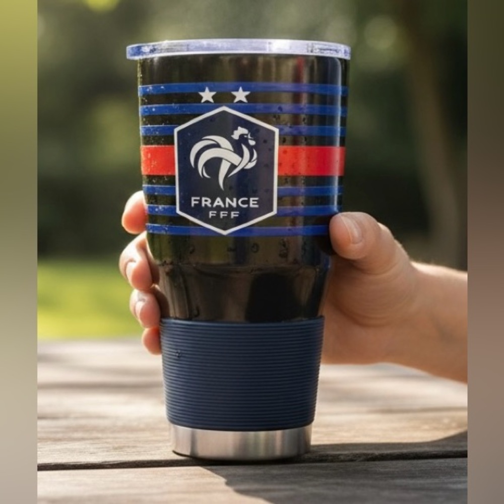 Logo Brands France Men's National Soccer 30oz Stainless Tumbler Blue Red Stripes